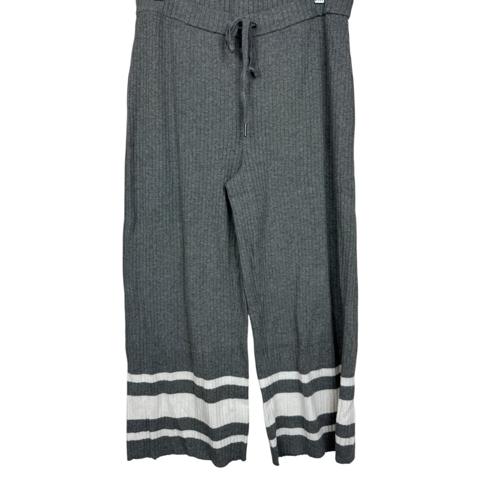Chicos Zenergy Cotton-Cashmere Blend ribbed wide leg pants with stripes M